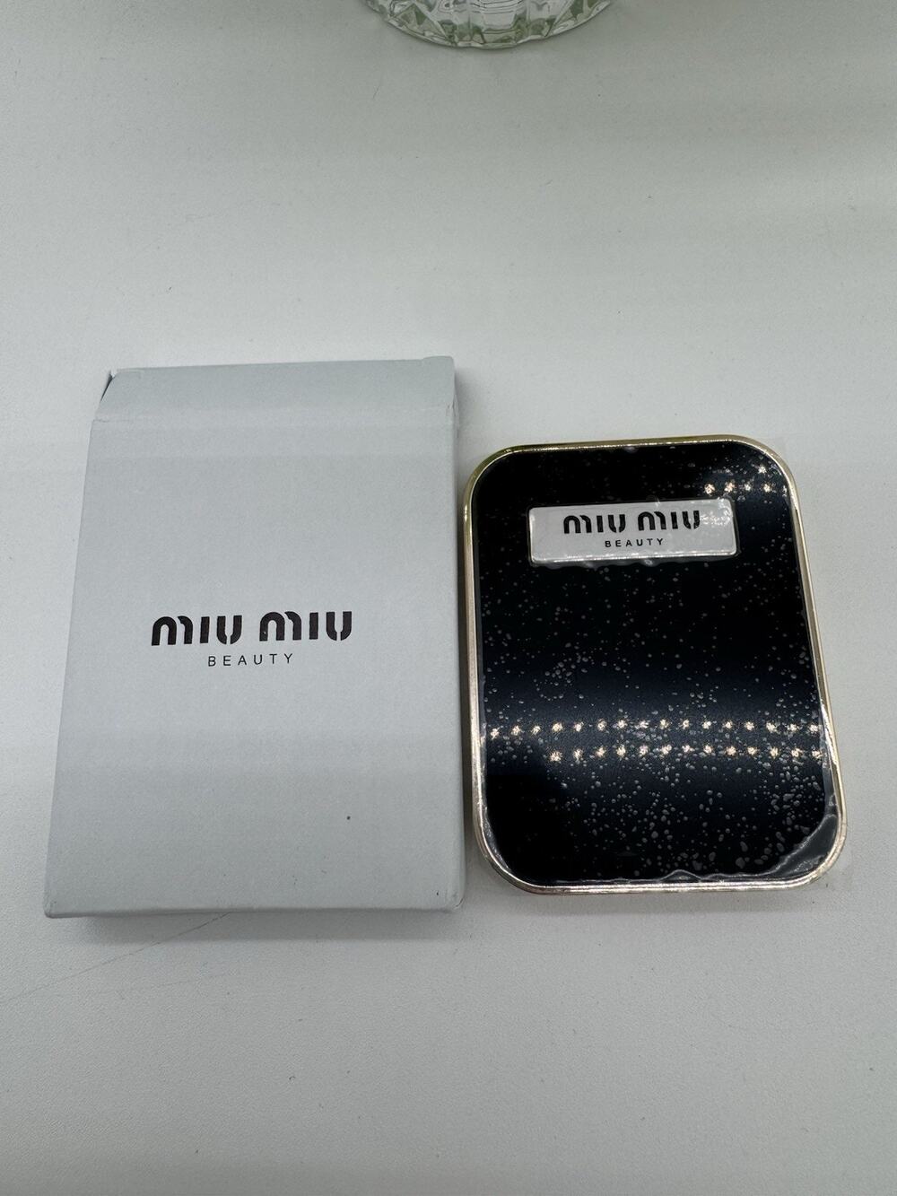 MIU MIU BEAUTY Pocket Compact Mirror Gloss Black , Light Blue & Gold